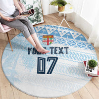 Fiji Rugby Custom Kaiviti Masi Round Carpet Turquoise - Polynesian Pride