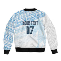 Fiji Rugby Custom Kaiviti Masi Sleeve Zip Bomber Jacket Turquoise LT7 - Polynesian Pride