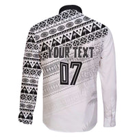 Fiji Rugby Custom Kaiviti Masi Family Matching Short Sleeve Bodycon Dress and Hawaiian Shirt Black - Polynesian Pride