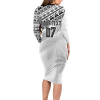 Fiji Rugby Custom Kaiviti Masi Long Sleeve Bodycon Dress Black - Polynesian Pride