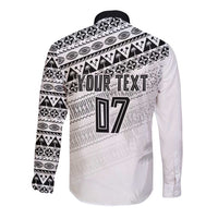 Fiji Rugby Custom Kaiviti Masi Long Sleeve Button Shirt Black - Polynesian Pride