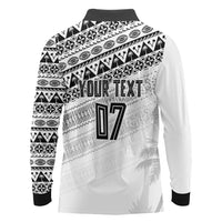 Fiji Rugby Custom Kaiviti Masi Long Sleeve Polo Shirt Black LT7 - Polynesian Pride