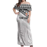 Fiji Rugby Custom Kaiviti Masi Off Shoulder Maxi Dress Black LT7 Women Black - Polynesian Pride