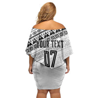 Fiji Rugby Custom Kaiviti Masi Off Shoulder Short Dress Black LT7 - Polynesian Pride