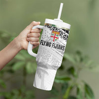 Fiji Rugby Custom Kaiviti Masi Tumbler With Handle Black - Polynesian Pride