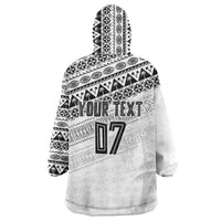 Fiji Rugby Custom Kaiviti Masi Wearable Blanket Hoodie Black - Polynesian Pride