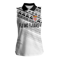 Fiji Rugby Custom Kaiviti Masi Women Sleeveless Polo Shirt Black LT7 Female Black - Polynesian Pride