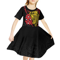 Papua New Guinea 49th Independence Day Kid Short Sleeve Dress Motuan Revareva Bird-of-Paradise