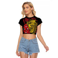 Papua New Guinea 49th Independence Day Raglan Cropped T Shirt Motuan Revareva Bird-of-Paradise
