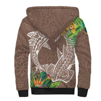 Polynesia Sherpa Hoodie Sharks Duo Tropical Brown