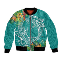 Polynesia Bomber Jacket Sharks Duo Tropical Teal