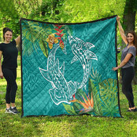 Polynesia Quilt Sharks Duo Tropical Teal