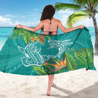 Polynesia Sarong Sharks Duo Tropical Teal