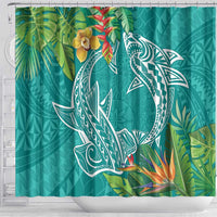 Polynesia Shower Curtain Sharks Duo Tropical Teal