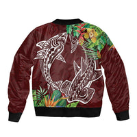 Polynesia Bomber Jacket Sharks Duo Tropical Oxblood