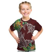 Polynesia Kid T Shirt Sharks Duo Tropical Oxblood