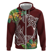 Polynesia Zip Hoodie Sharks Duo Tropical Oxblood LT7 Zip Hoodie Oxblood - Polynesian Pride