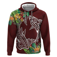 Polynesia Zip Hoodie Sharks Duo Tropical Oxblood LT7 Pullover Hoodie Oxblood - Polynesian Pride