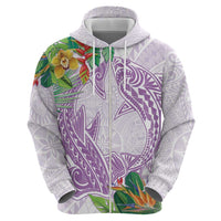 Polynesia Zip Hoodie Sharks Duo Tropical Lavender LT7 - Polynesian Pride