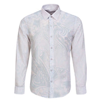 Polynesia Family Matching Off The Shoulder Long Sleeve Dress and Hawaiian Shirt Sharks Duo Tropical Off White LT7 Dad's Shirt - Long Sleeve White - Polynesian Pride