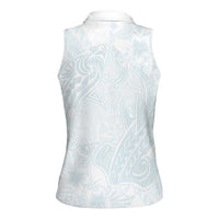Polynesia Women Sleeveless Polo Shirt Sharks Duo Tropical Off White