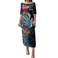 Niue Personalised Family Matching Puletasi and Hawaiian Shirt Hiapo Mix Coconut Crab