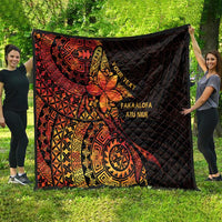 Niue Fakaalofa Atu Personalised Quilt Whale Hiapo Fiery Motif