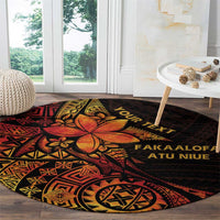 Niue Fakaalofa Atu Personalised Round Carpet Whale Hiapo Fiery Motif