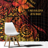 Niue Fakaalofa Atu Personalised Window Curtain Whale Hiapo Fiery Motif