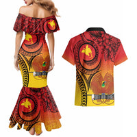 Papua New Guinea 50 Years Couples Matching Mermaid Dress and Hawaiian Shirt Motuan Motifs
