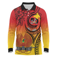 Papua New Guinea 50 Years Long Sleeve Polo Shirt Motuan Motifs