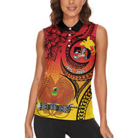 Papua New Guinea 50 Years Women Sleeveless Polo Shirt Motuan Motifs