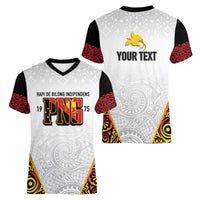 Personalized Papua New Guinea Women V-Neck T-Shirt Hapi De bilong Indipendens PNG