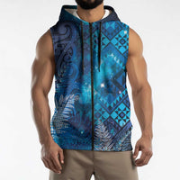 Aotearoa Taniko Matariki Sleeveless Zip Hoodie Cosmic Blue LT7 - Polynesian Pride
