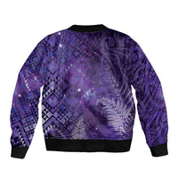 Aotearoa Taniko Matariki Sleeve Zip Bomber Jacket Cosmic Violet LT7 - Polynesian Pride