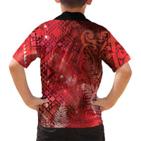 Aotearoa Taniko Matariki Family Matching Off The Shoulder Long Sleeve Dress and Hawaiian Shirt Cosmic Red