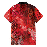 Aotearoa Taniko Matariki Family Matching Off The Shoulder Long Sleeve Dress and Hawaiian Shirt Cosmic Red