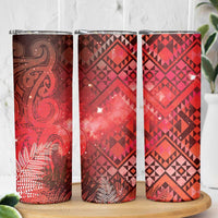 Aotearoa Taniko Matariki Skinny Tumbler Cosmic Red LT7 - Polynesian Pride