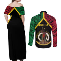 Vanuatu 44th Independence Anniversary Couples Matching Off Shoulder Maxi Dress and Long Sleeve Button Shirt