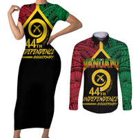 Vanuatu 44th Independence Anniversary Couples Matching Short Sleeve Bodycon Dress and Long Sleeve Button Shirt