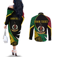 Vanuatu Independence Day Yumi 44 Couples Matching Off The Shoulder Long Sleeve Dress and Long Sleeve Button Shirt