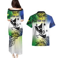 Malampa Day Couples Matching Puletasi and Hawaiian Shirt Emblem Gradient Style