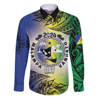 Malampa Day Family Matching Short Sleeve Bodycon Dress and Hawaiian Shirt Emblem Gradient Style LT7 Dad's Shirt - Long Sleeve Colorful - Polynesian Pride