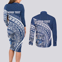 Tonga Queen Salote College Personalized Couples Matching Long Sleeve Bodycon Dress and Long Sleeve Button Shirt Ngatu Tokelaufeletoa Motifs