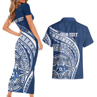 Tonga Queen Salote College Personalized Couples Matching Short Sleeve Bodycon Dress and Hawaiian Shirt Ngatu Tokelaufeletoa Motifs