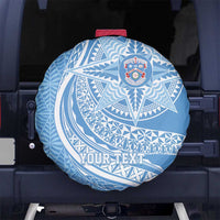 Tonga Apifo'ou Kolisi Personalized Spare Tire Cover Ngatu Tokelaufeletoa Motifs LT7 No hole Light Blue - Polynesian Pride