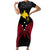 Personalised PNG Short Sleeve Bodycon Dress Papua Motuan Mirror Style LT7 Long Dress Black - Polynesian Pride