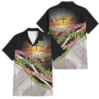 Hawaii Mokihana Mix Pikake Leis Mahalo 'Olelo Family Matching Long Sleeve Bodycon Dress and Hawaiian Shirt Black