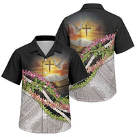 Hawaii Mokihana Mix Pikake Leis Mahalo 'Olelo Family Matching Long Sleeve Bodycon Dress and Hawaiian Shirt Black