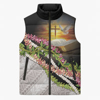 Hawaii Mokihana Mix Pikake Leis Mahalo 'Olelo Sleeveless Puffer Jacket Black
